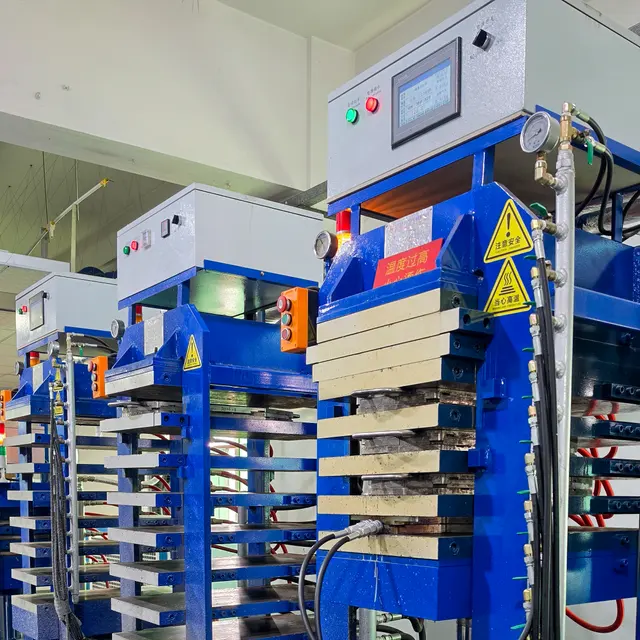 Paddle hot-press machines on the production floor